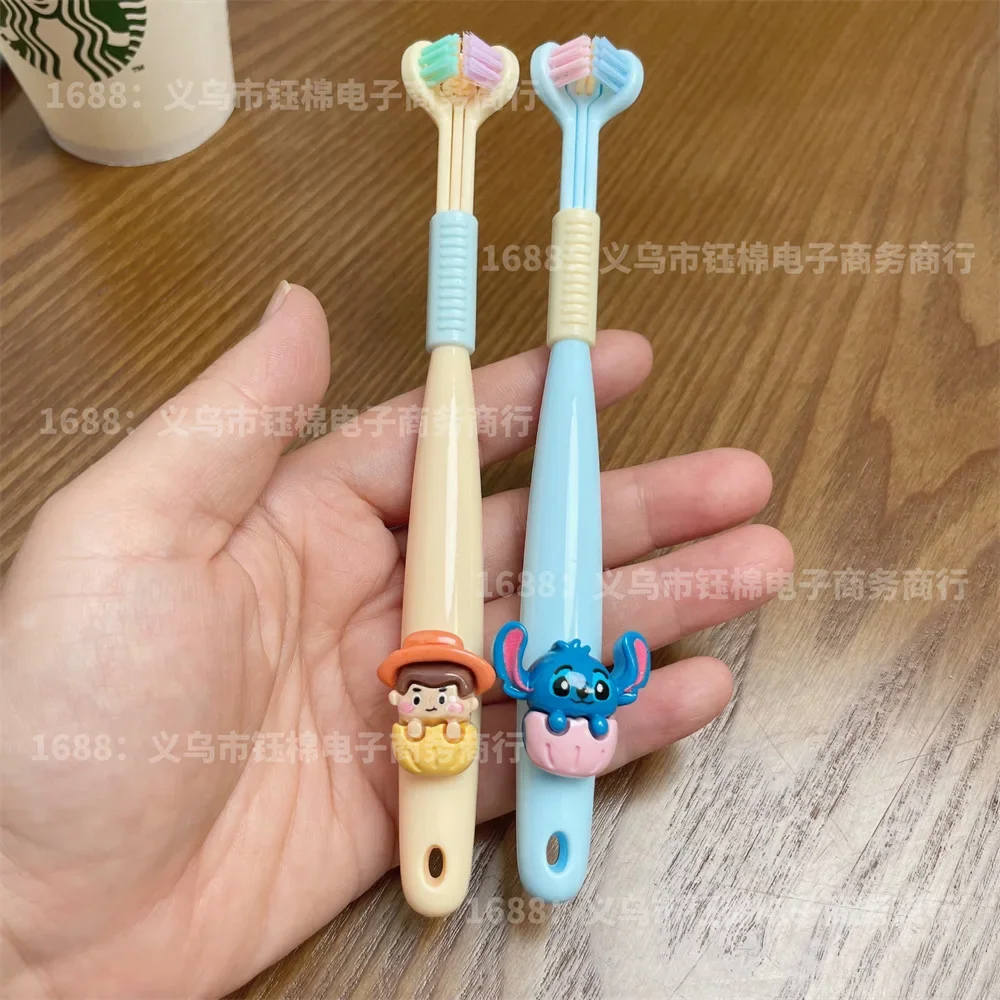 Disney Stitch Cartoon Three-sided Children's Toothbrush Soft Bristles 3 To12 Years Old Boys and Girls Primary School Toothbrush