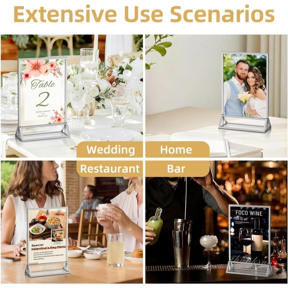6 Pack Acrylic Sign Holder Double-Sided Picture Frames