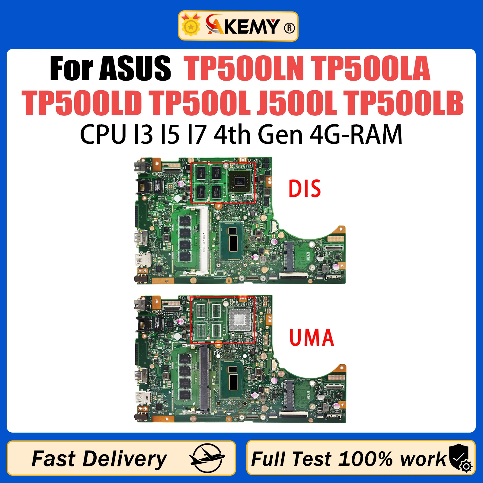 TP500LN Mainboard For ASUS TP500LA TP500LD TP500L J500L TP500LB Laptop Motherboard CPU I3 I5 I7 4th Gen 4G RAM GT840M