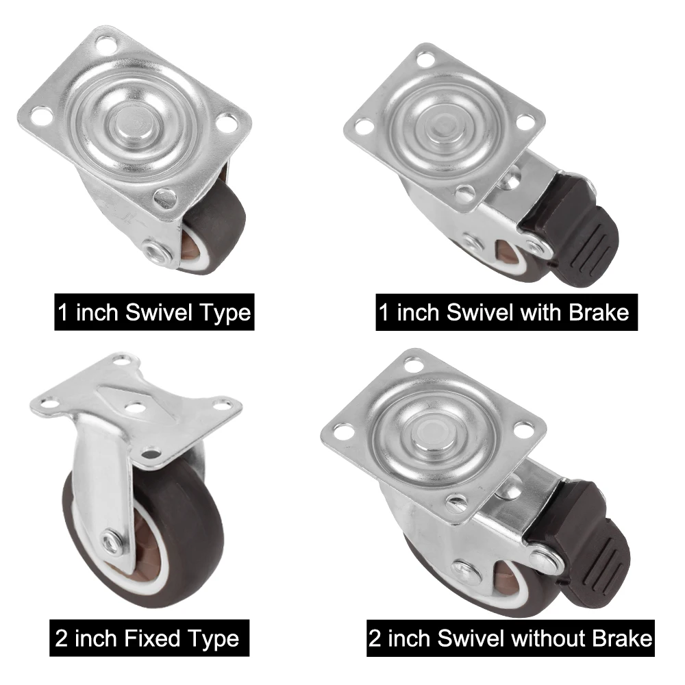 Household Swivel Caster 1/2 inches 4Pcs Furniture Caster Universal Soft Rubber Wheel For Platform Trolley Chair Accessory 360°