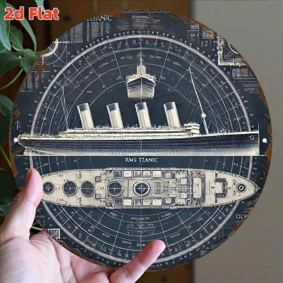 RMS Titanic Blueprint 2D Flat Metal Wall Art–Titanic Ship Schematic Plaque | Ideal for Room Decor&Gift for History Enthusiasts