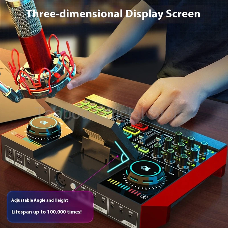 4.5inch Foldable LCD Screen Sound Card 102dB Audio Mixer Dual DSP Processor 48V Phantom Power For Live Streaming Karaoke DJ KTV