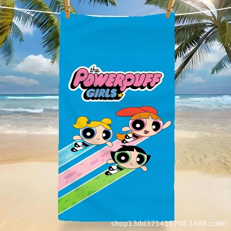 Hot The Powerpuff and Girls Series Cartoon Printed Soft Bath Towel Outdoor Sports Beach Towel Quick-drying Beach Towels Gifts view 5