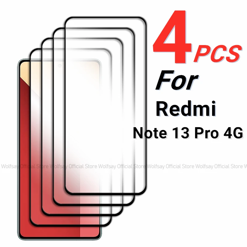 

2/4 шт. закаленное стекло для Xiaomi Redmi Note 13 Pro 4G защита для экрана Xiaomi Redmi Note 13 Pro 4G Полное клеевое покрытие пленка для телефона