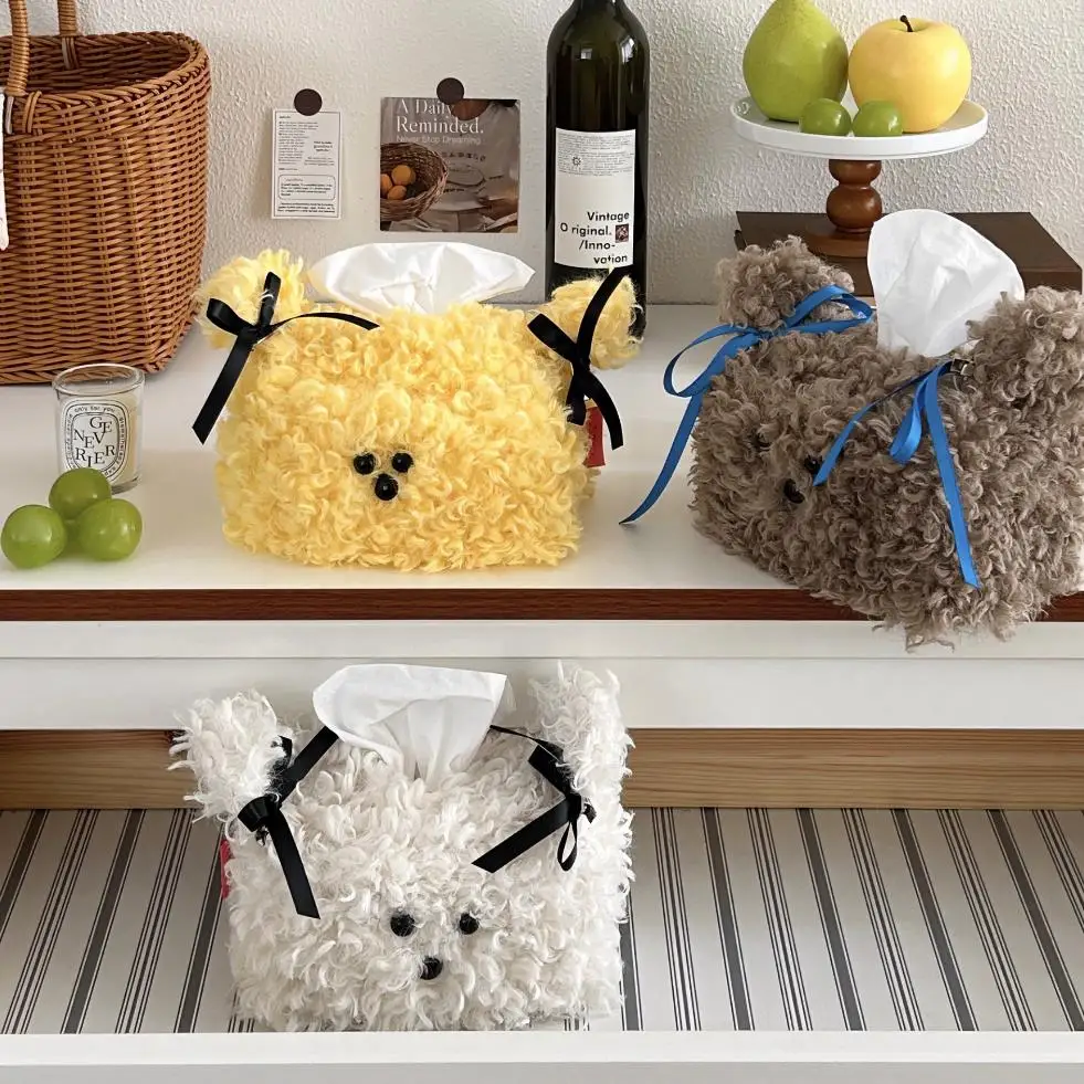 Cute Fluffy Dog Tissue Box Cover – Creative Home Decor for Desk, Dorm & Living Room image 6