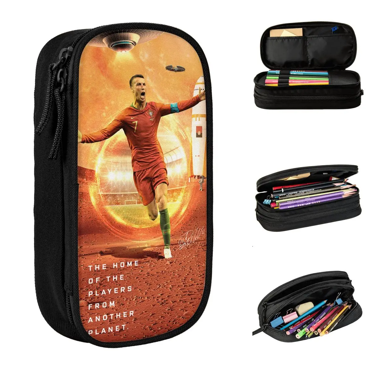 Creative CR7 Cristiano Ronaldos Pencil Cases Pencilcases Pen for Girl Boy Big Capacity Bag Office Zipper Stationery