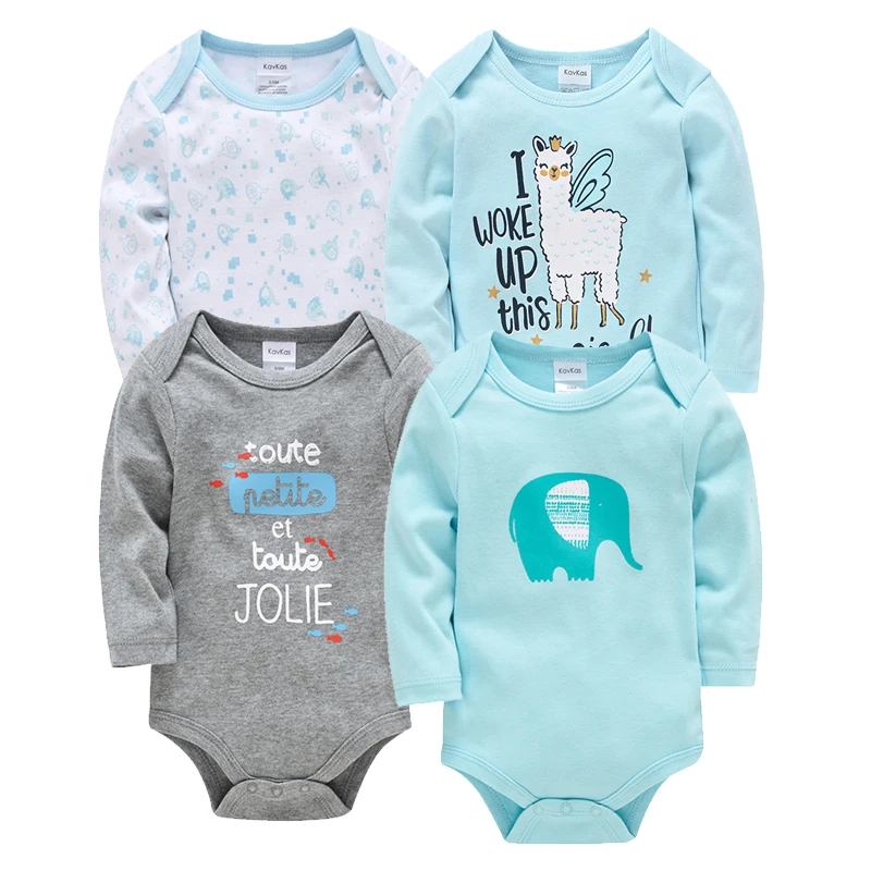 New 4Pcs/Set Baby Girls Rompers Clothes Boys 100% Cotton Bodysuit  Children's Clothing Infant Outfit Jumpsuit For Newborn 0-12M