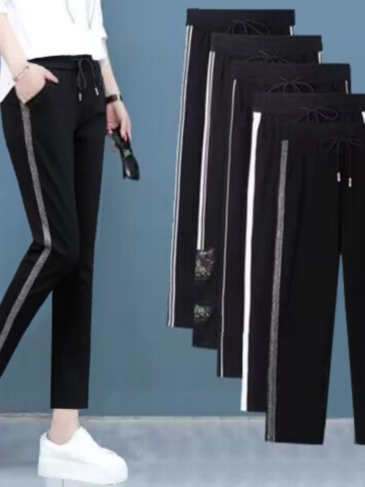 

Женские повседневные брюки-шаровары из девяти частей, свободные, с эластичным поясом, прямые, утягивающие, осенне-зимние