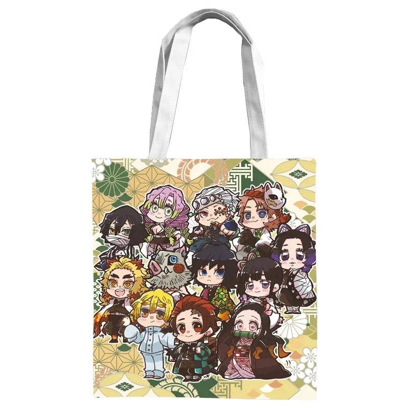 Anime Canvas Bag Handbag Nezko Cartoon Double-sided Printing Handbags Large-capacity Shoulder Bags Students Casual Canvas Bags