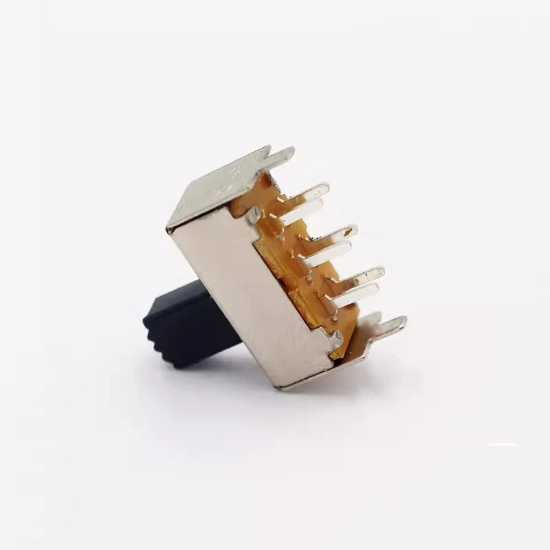 5pcs/lot  SS-22F07 2-speed 6-pin double-row vertical toggle switch 2 fixed feet 2P2T audio toy power switch