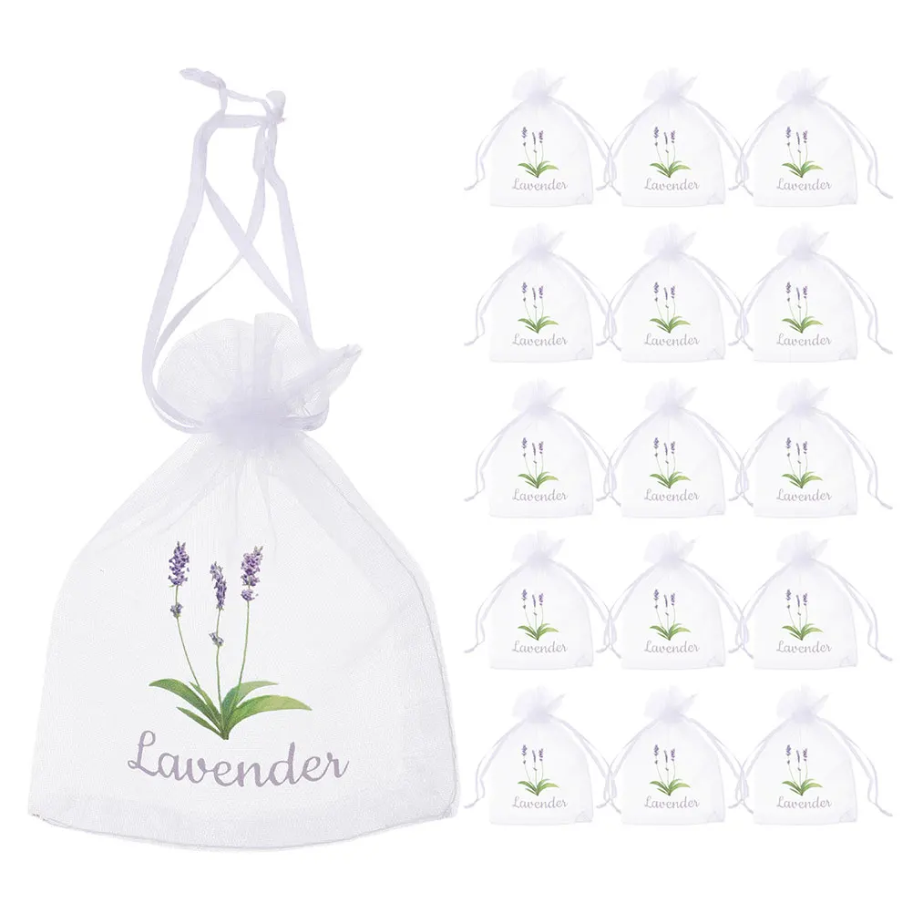 

20 pcs Lavender Scented Sachet Bags Hollow Fragrance Mesh Drawstring Gauze Storage Jewelry Aromatherapy Home Air Freshener
