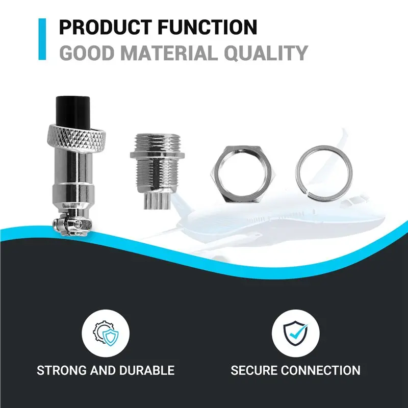 Exquisite-50Set M12 7 Pin 12Mm Aviation Connector Male + Female Circular Air Socket Plug Electrical Wire Panel Connector
