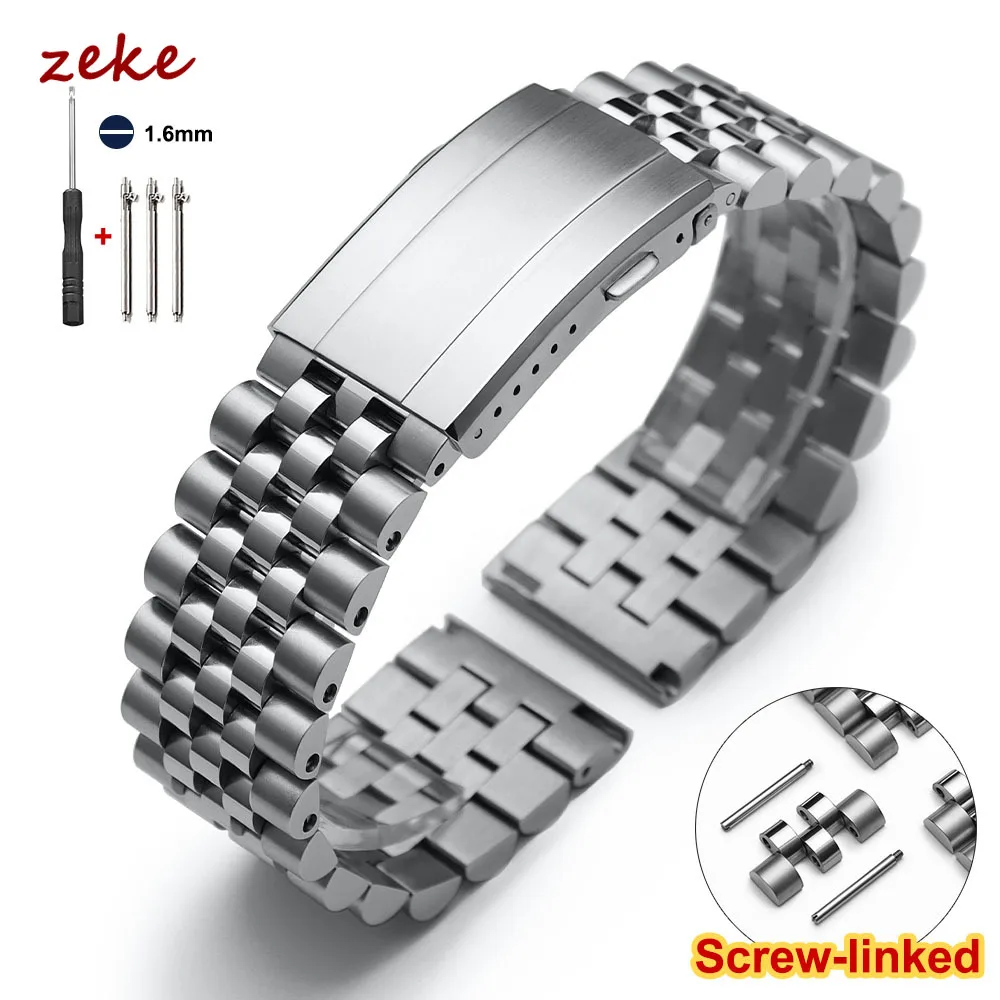 Verschraubbares Edelstahl-Uhrenarmband, 20 mm, 22 mm, Schnellverschluss-Uhrenarmband mit solider Faltschließe für Rolex Water Ghost