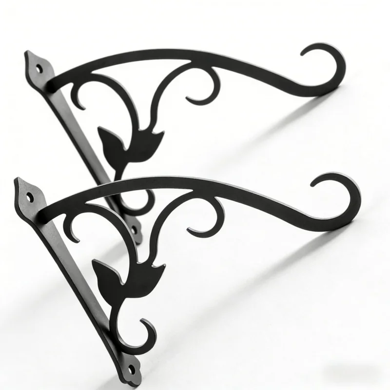 Image of Mason Jar Light Hook für den Außenbereich, schwarz, wandmontierte Solarleuchte, dekorativer Eisenhaken, 2–4 Stück, 8 Zoll, praktisch