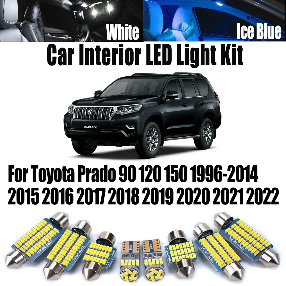 For Toyota Prado 90 120 150 1996- 2018 2019 2020 2021 2022 Car Accessories Canbus LED Interior Ceiling Door Map Dome Light Kit