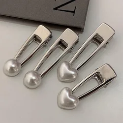 Sweet Love Heart Pearl hairpin Imitation pearl metal drop hairpin Fashion fringe hairpin Side hairpin Duck Beak clip Simple hair