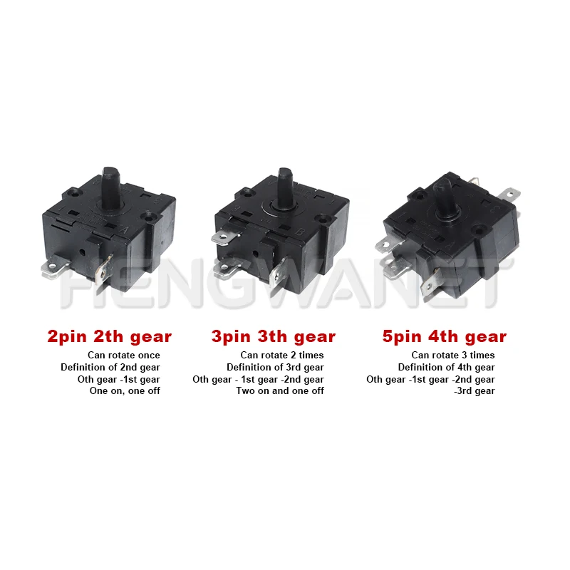 1pcs 2Pin 3Pin 5Pin Electric Room Heater Position Rotary Switch Selector AC 250V 16A Radiator