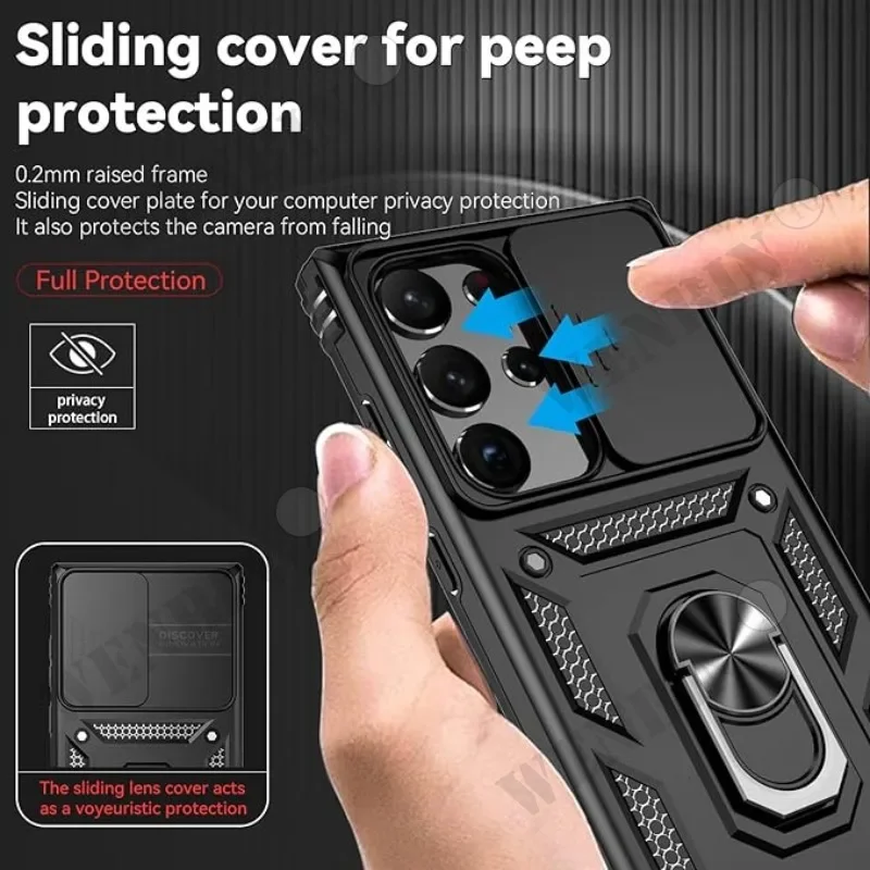 Funda para Samsung S24 Ultra S23 Ultra Plus A15 A14 A54 A34, resistente, con cámara y soporte giratorio de 360 grados, a prueba de golpes