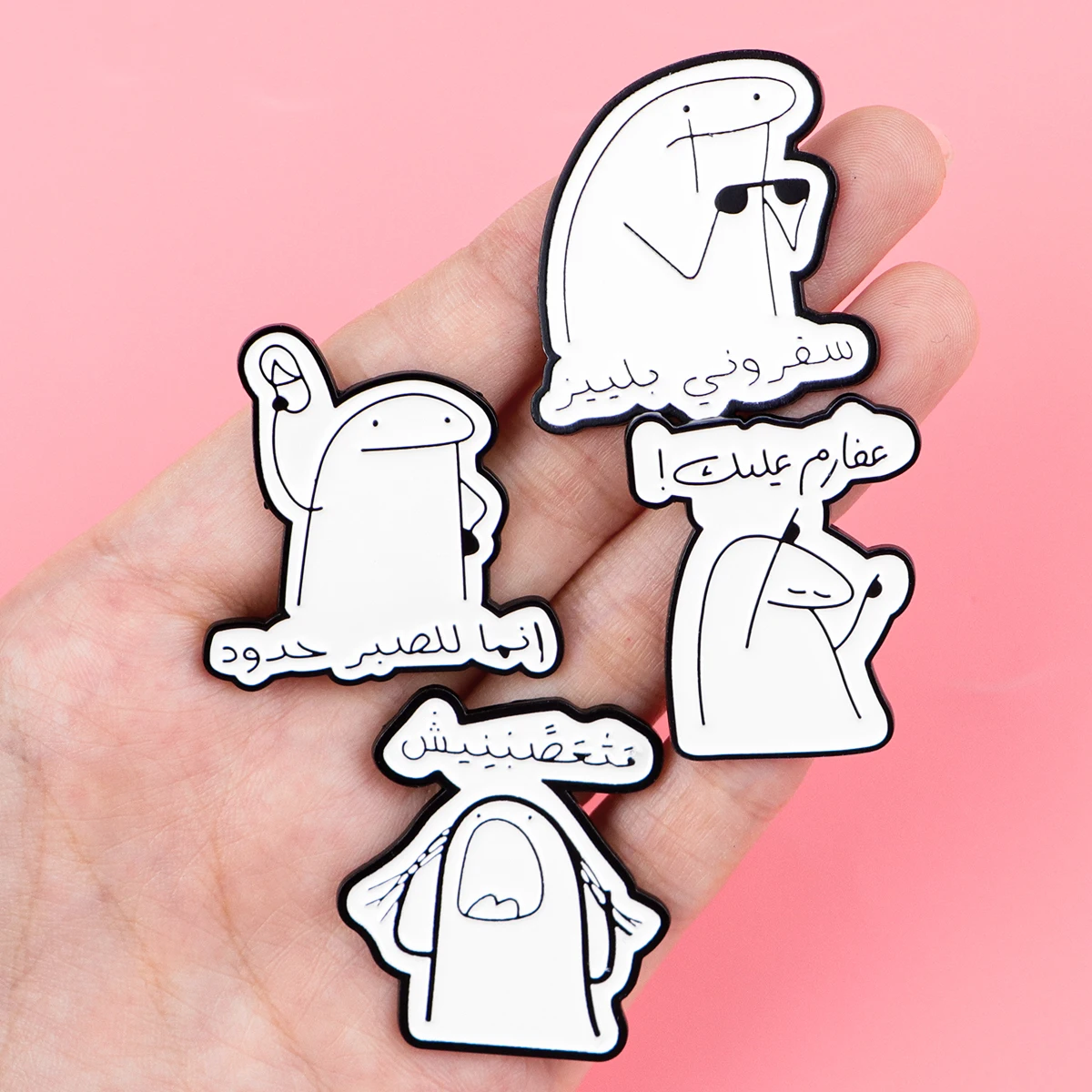 Funny Arabic Quotes Enamel Pin Cartoon Beer Figures Brooch Lapel Pin Badge on Backpack Clothing Accessories Fashion Jewelry Gift