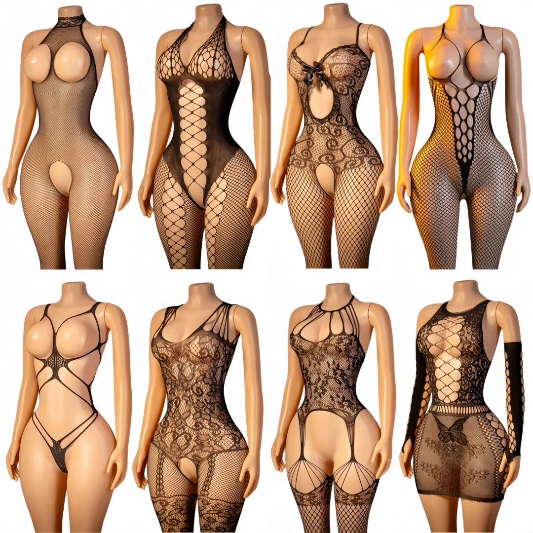 Plus size Sexy Lingerie Bodycon Mesh Fishnet Colorful Clubwear Sex Toys Christmas Valentine's Day Women's Lingerie Bodysuits