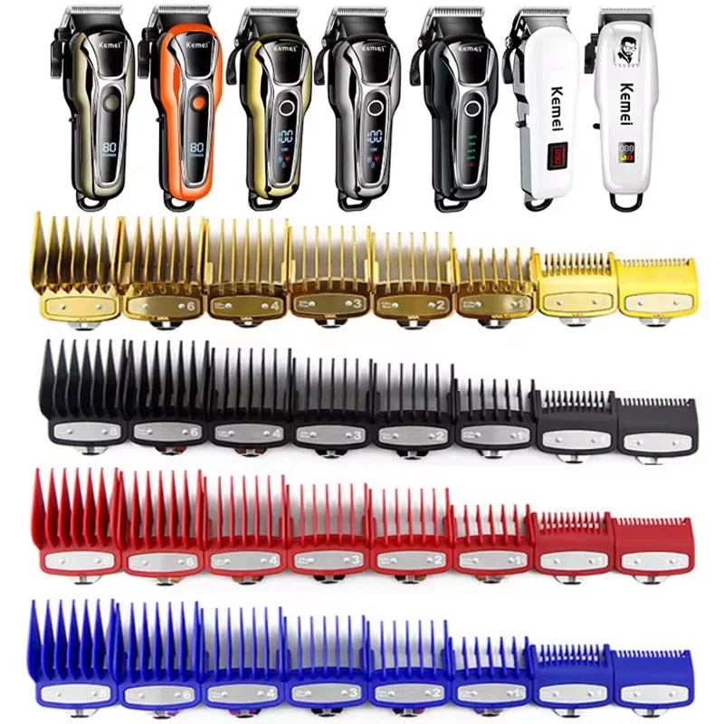 Kemei Hair Clipper Limit Comb Guide Attachment Size Barber Replacement 1.5/3/4.5/6/10/13/19/25/mm 8pcs Set For 1990 809A 1761