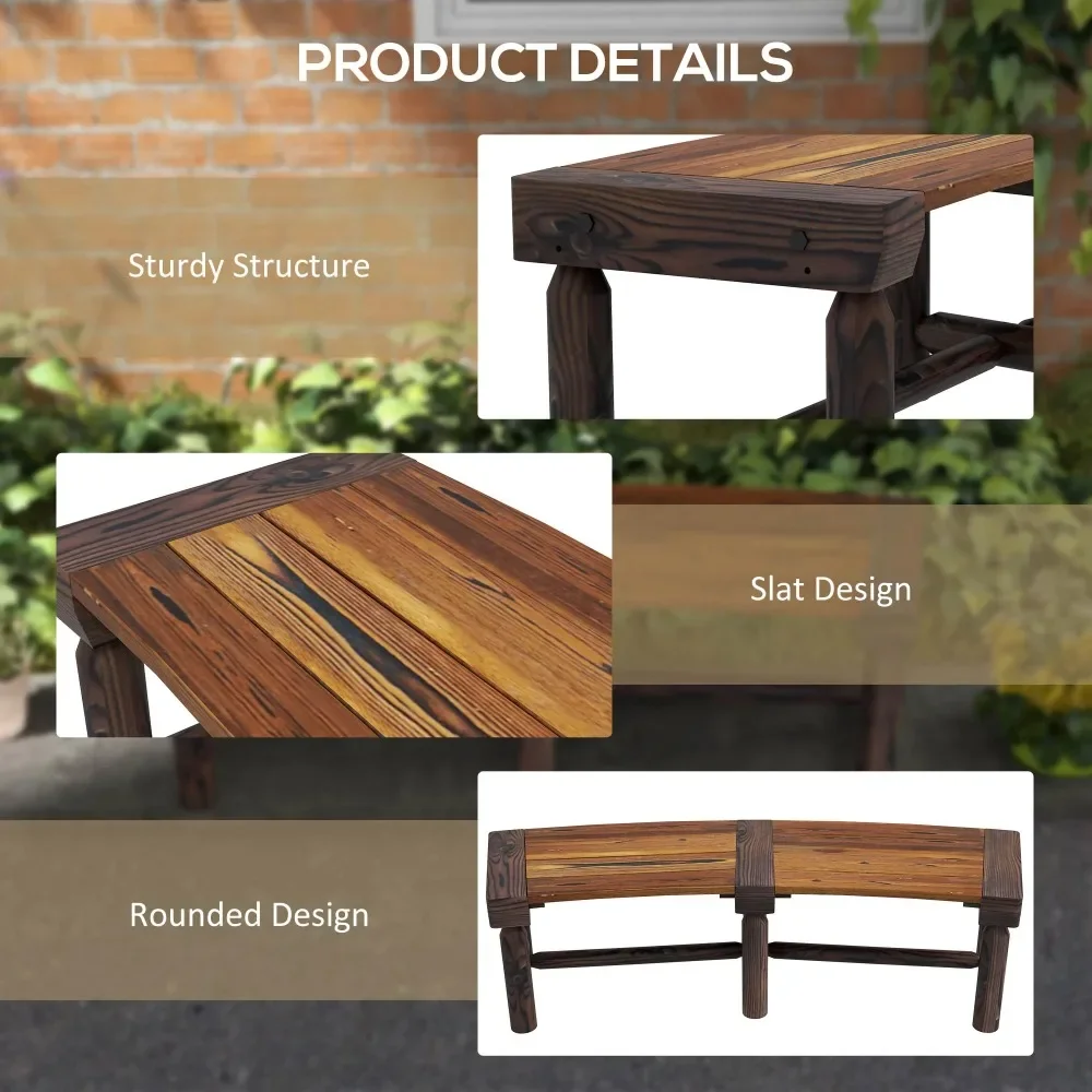 Wooden Garden Bench, Semicircular Round Outdoor Tree Bench, Wrap Around Park Bench, Brown