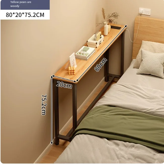 Bedroom bedside table against the wall with extremely narrow gaps, long narrow edge table partition frame,space saving furniture