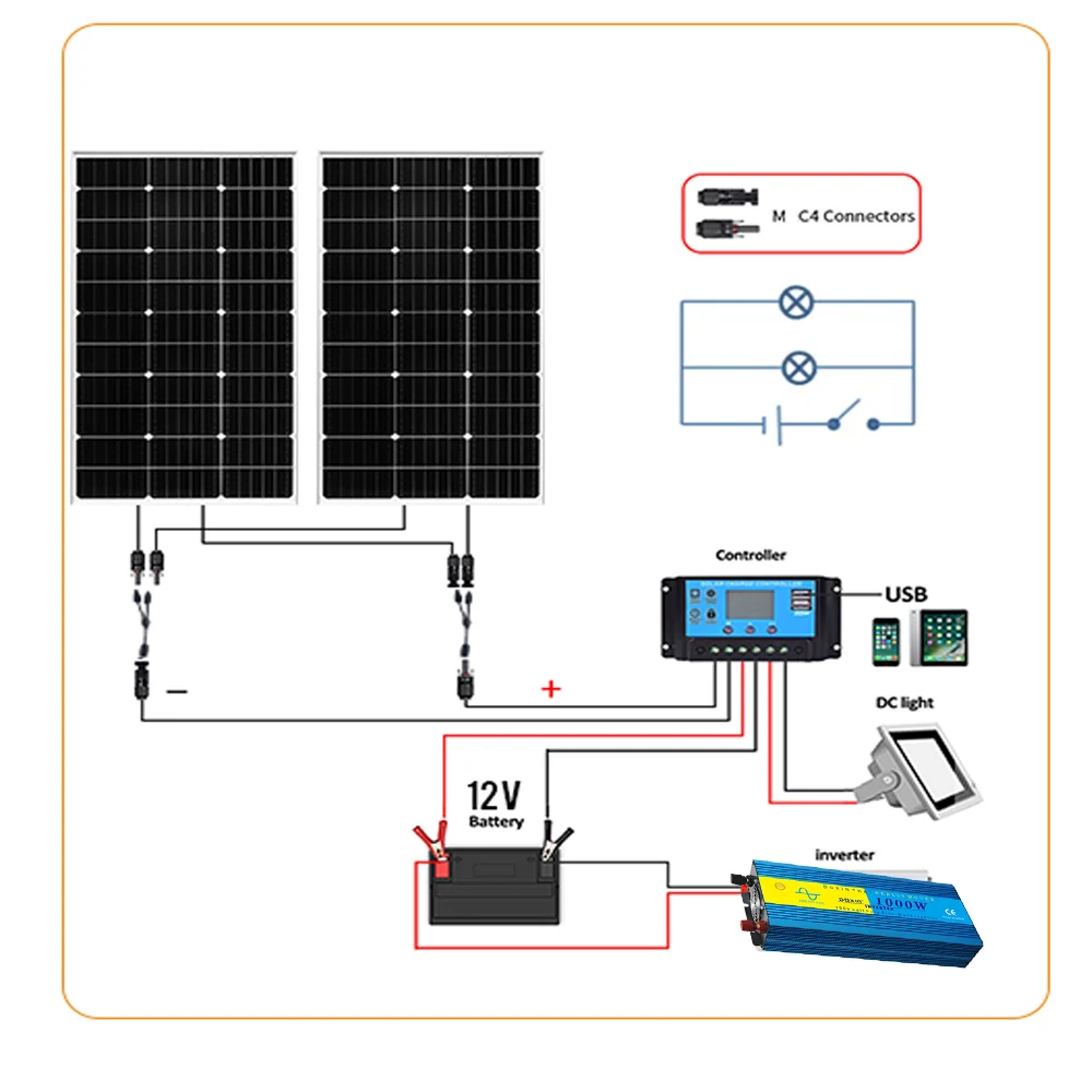 Imagem -06 - Boguang Solar Battery Charger 18v Solar Panel 100w Panel Solar Battery Charger Solar Power Cell Photovoltaic For Outdoor Camping Mobile rv 12v Battery Charger