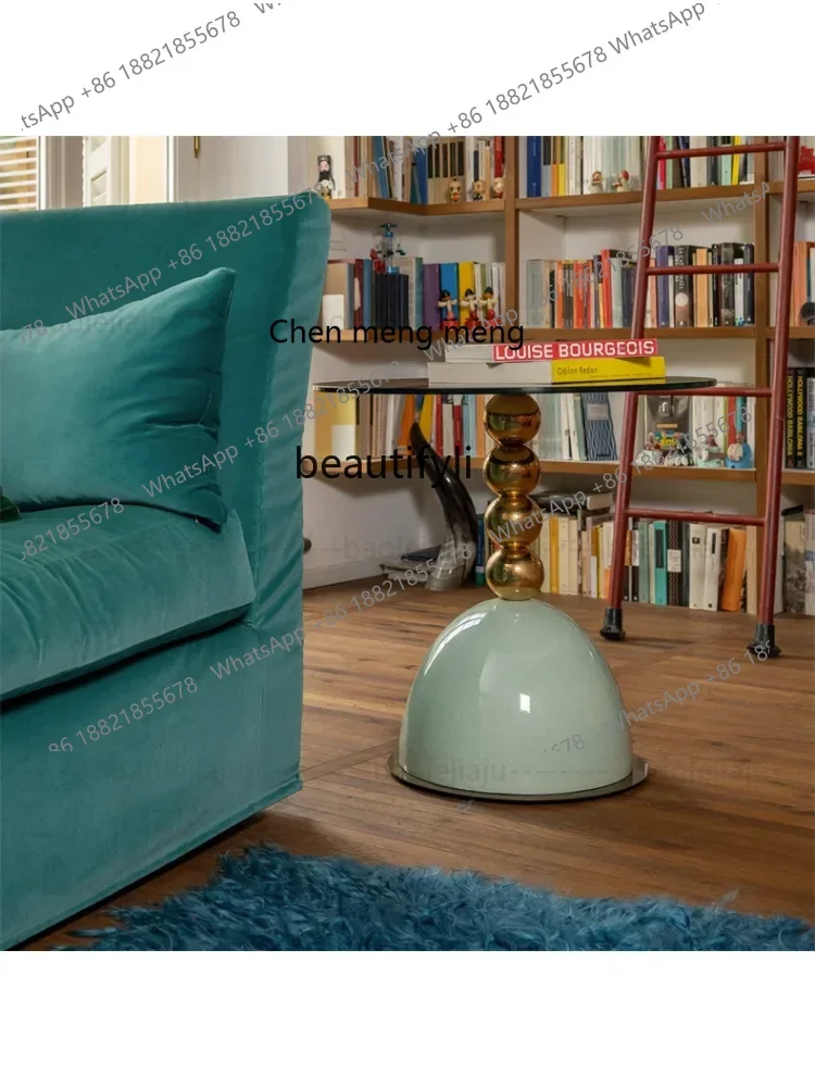 

ss7486 Model Room Customized Paint Side Table Coffee Table round Individual Porcelain Corner Table Small Apartment Small round T