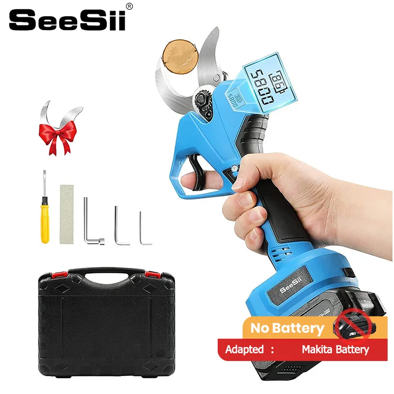 

SEESII 21V 40mm Cordless Electric Pruner Brushless Electric Scissors Tree Branches Bonsai Cutter Compatible with Makita Battery