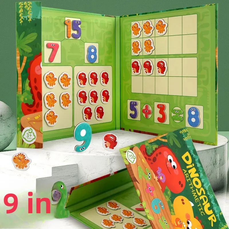 Vroegschoolse wiskunde onderwijs Montessori magnetische dinosaurus rekenboek wiskunde ontleding wiskunde speelgoed puzzel speelgoed