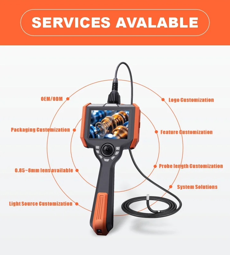 6mm Ultra-long  Cable 15M 20M 360° Rotation IP67 Waterproo Video Borescope Inspection Camera