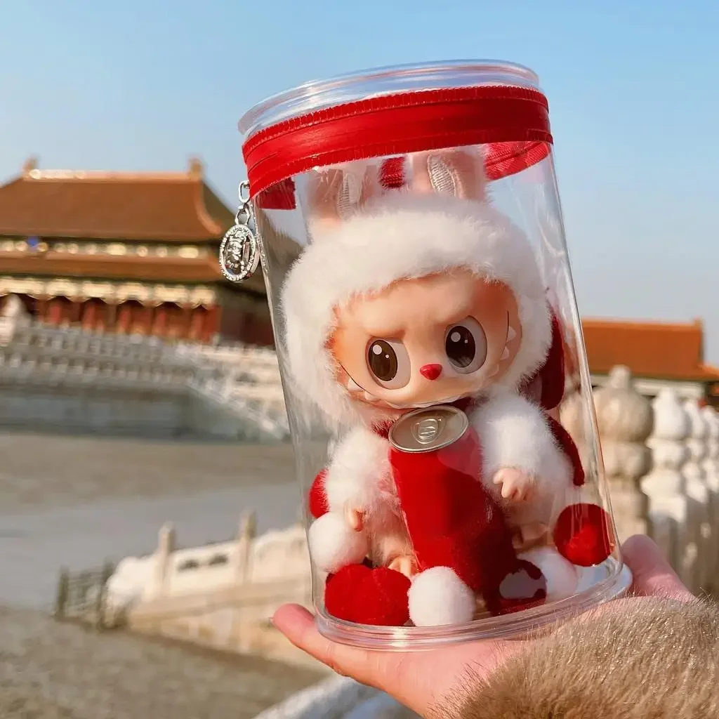 For labubu small red can cotton doll out Transparent PVC Mystery Box Organizer Box Keychain Chain Bag Mystery Toy Storage Boxes