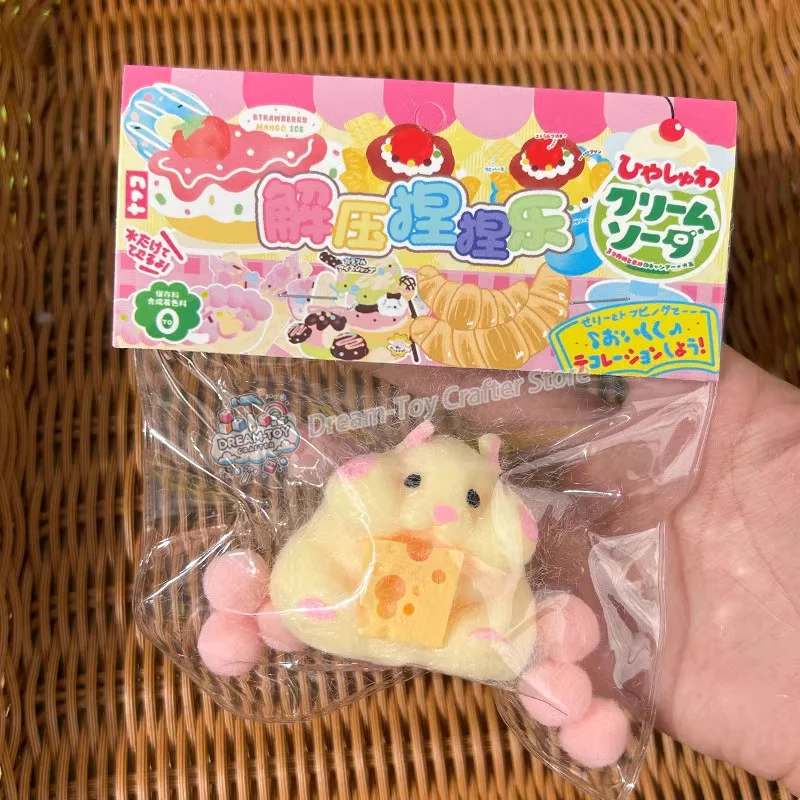 Handgemachte süße Plüsch pelzige Hamster Squeeze Spielzeug Taba Squishy Tisch Anti-Stresses Zappeln Spielzeug Stress Relief Dekompression Spielzeug – Detail 5
