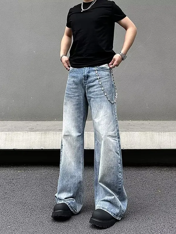 

Американские винтажные широкие джинсы с талией, мужские и женские весенне-осенние джинсы Cleanfit, повседневные удобные дышащие джинсовые брюки