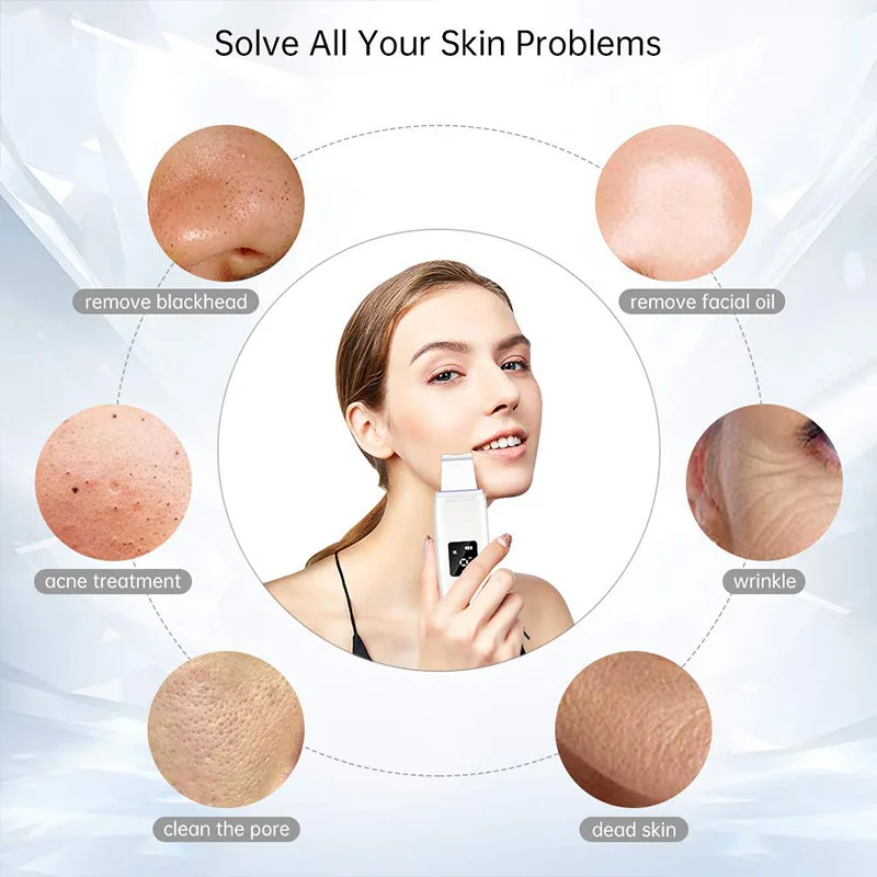 جهاز تنظيف البشرة بالموجات فوق الصوتية جهاز تدليك الوجه جهاز تدليك الجلد الميت إزالة الرؤوس السوداء جهاز تقشير الوجه بالموجات فوق الصوتية