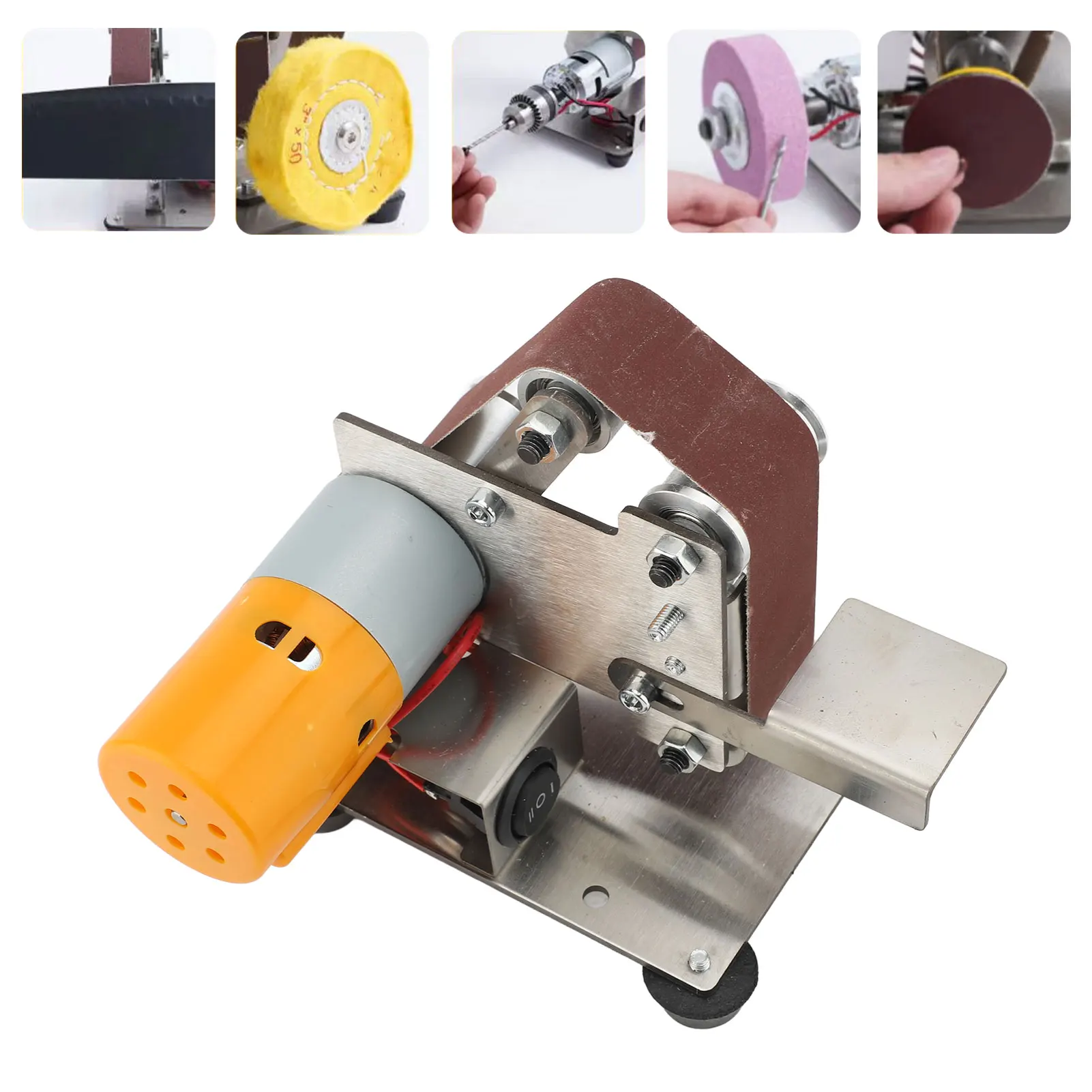 Настольный шлифовальный станок, мини-ленточный шлифовальный станок с двойным подшипником, регулируемый угол, вертикальный ленточный шлифовальный станок для дома