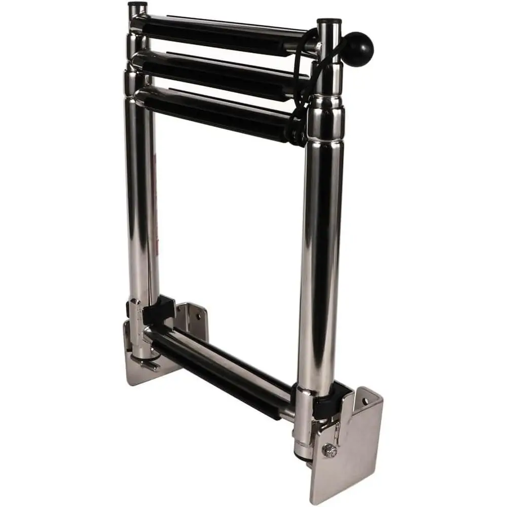 316 Stainless Steel Telescoping Transom Ladder, 4 Steps with Self-Locking Brackets