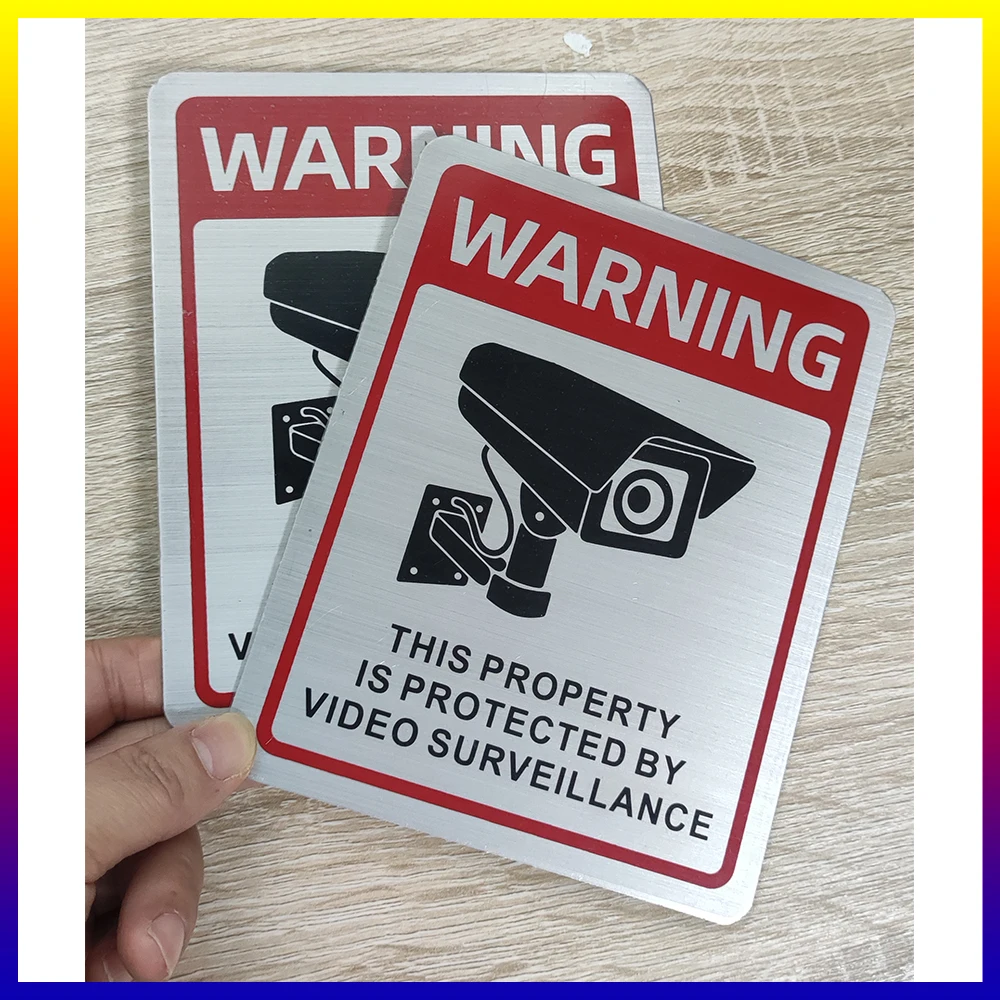 Safety Sign Private Property Video Surveillance Brushed Sign Metal Iron Monitoring Sign