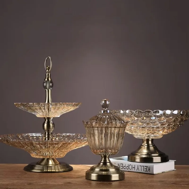 

European glass large fruit plate dried fruit plate candy plate table decoration American household coffee table