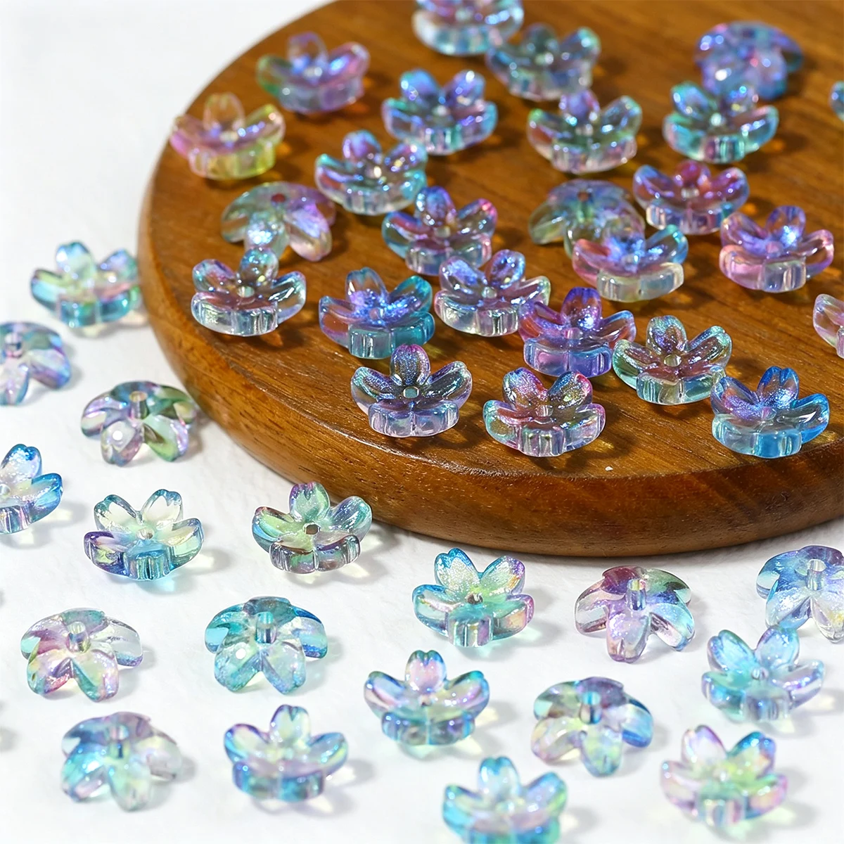 10mm 50/100/150Pcs AB Purple-green Cherry Blossoms Loose Beads for Jewelry Making Bracelet Necklace Keychain DIY Accessories