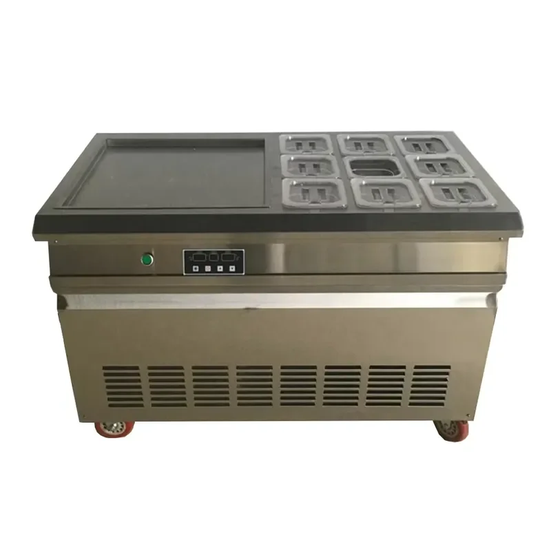 

Commercial 9-tanks Square Plate Thai Fry Roll Ice Cream Pan Stainless Steel Fried Ice Rolled Pan Machine