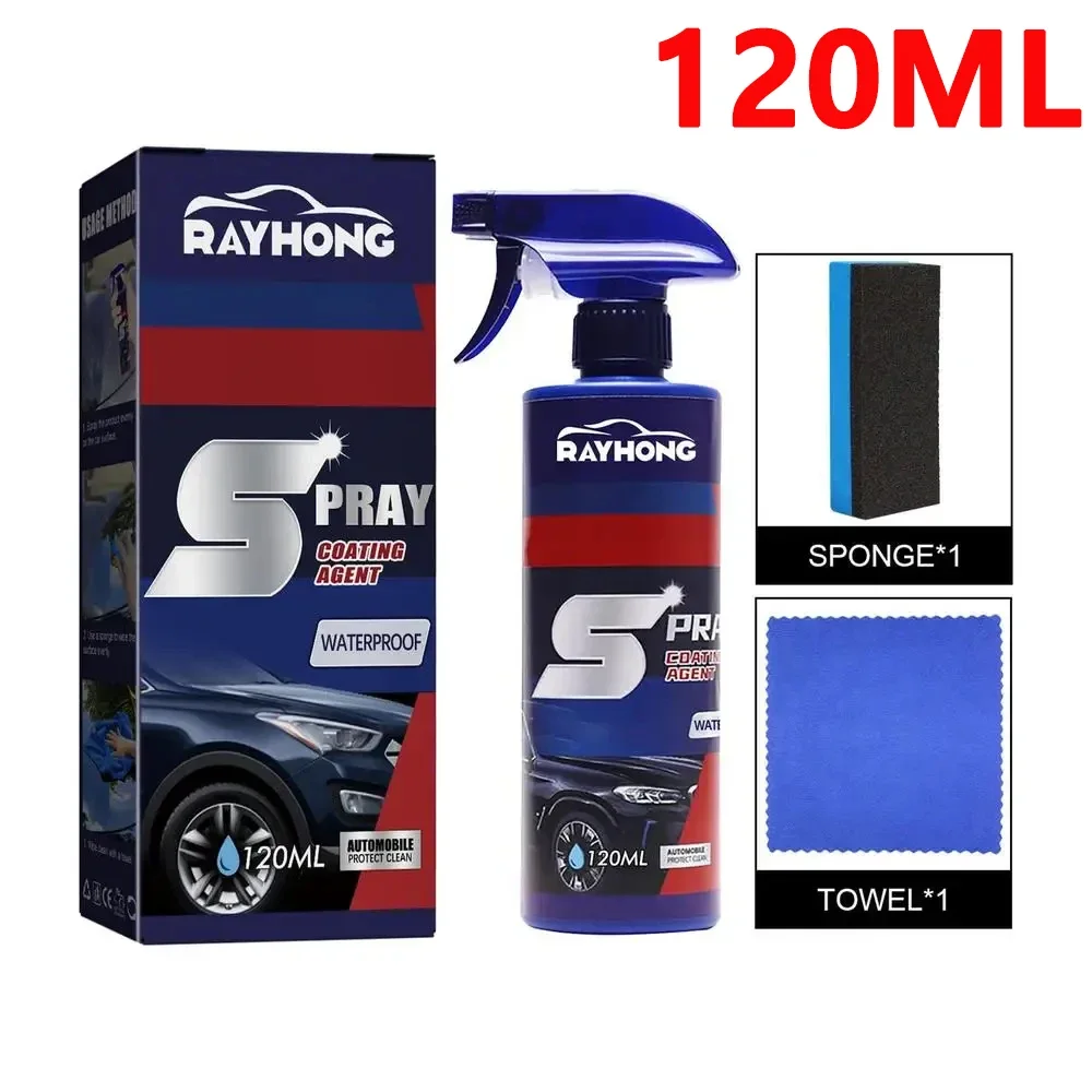 3 In 1 Quick Coating Spray Car Wash Ceramic Spray Waterless High Protection 120ml Car Shield Coating Car Paint Repair Wax Polish