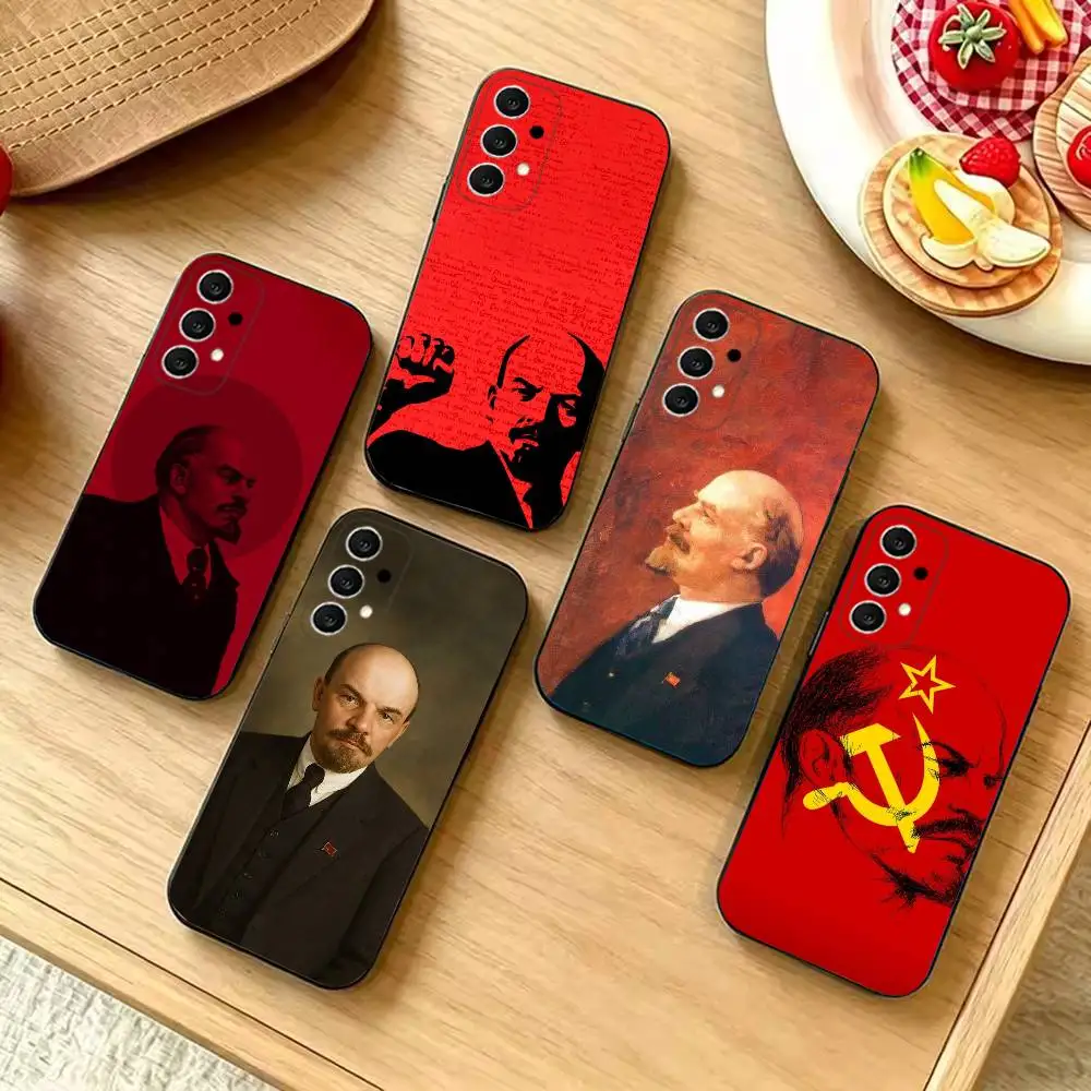 L-Lenin Soviet Communism Shockproof Black Cell Phone Cover, Fit for Samsung S20,S21,S22,S23,S24,S25,S26,Ultra,Plus,FE,Lite