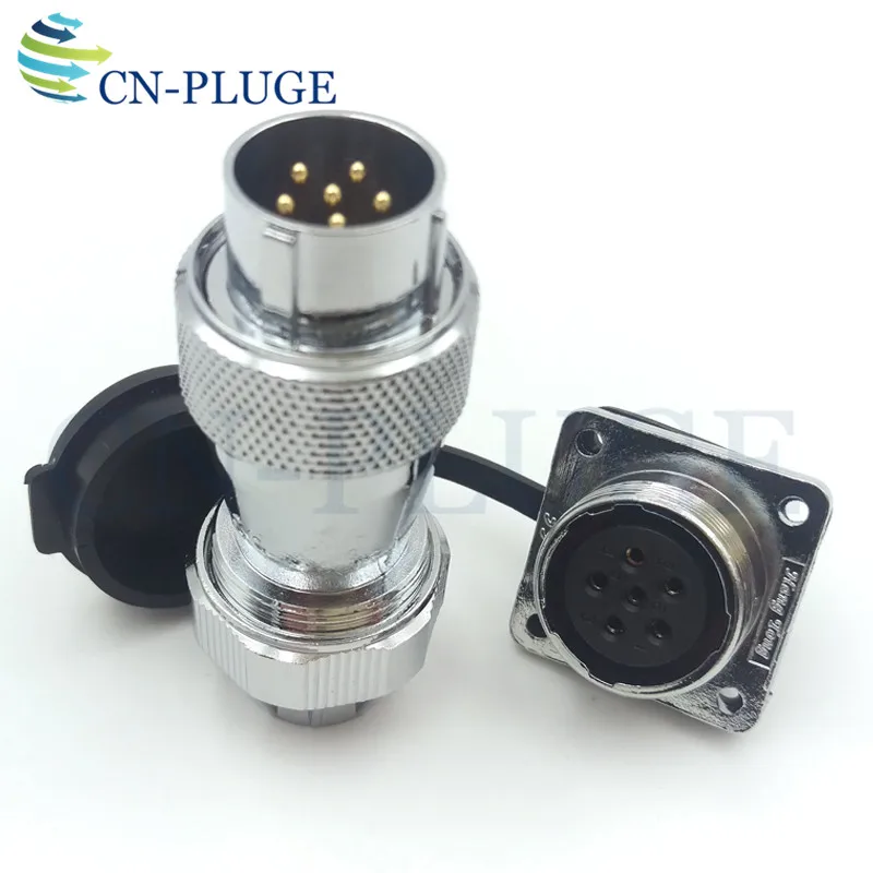 WS20 Connector 2 3 4 5 6 7 8 9 10 12 Pin Industrial Motor Lathe Cable IP67 Waterproof Male Plug Square Panel Female Socket