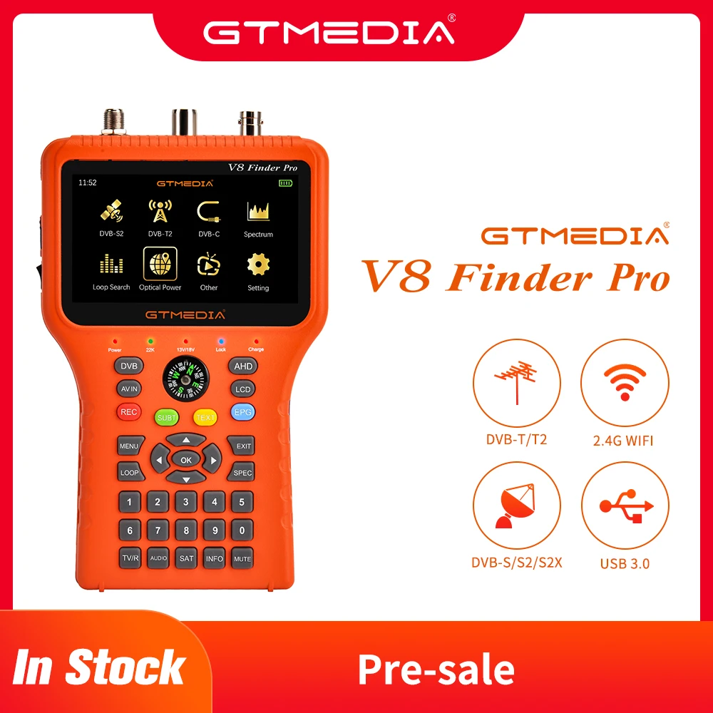 GTMEDIA /Freesat V8 Finder Pro DVB-S2/S2X Digital Satellite Finder High Definition Sat Finder Satellite Meter 1080P,stock in MX