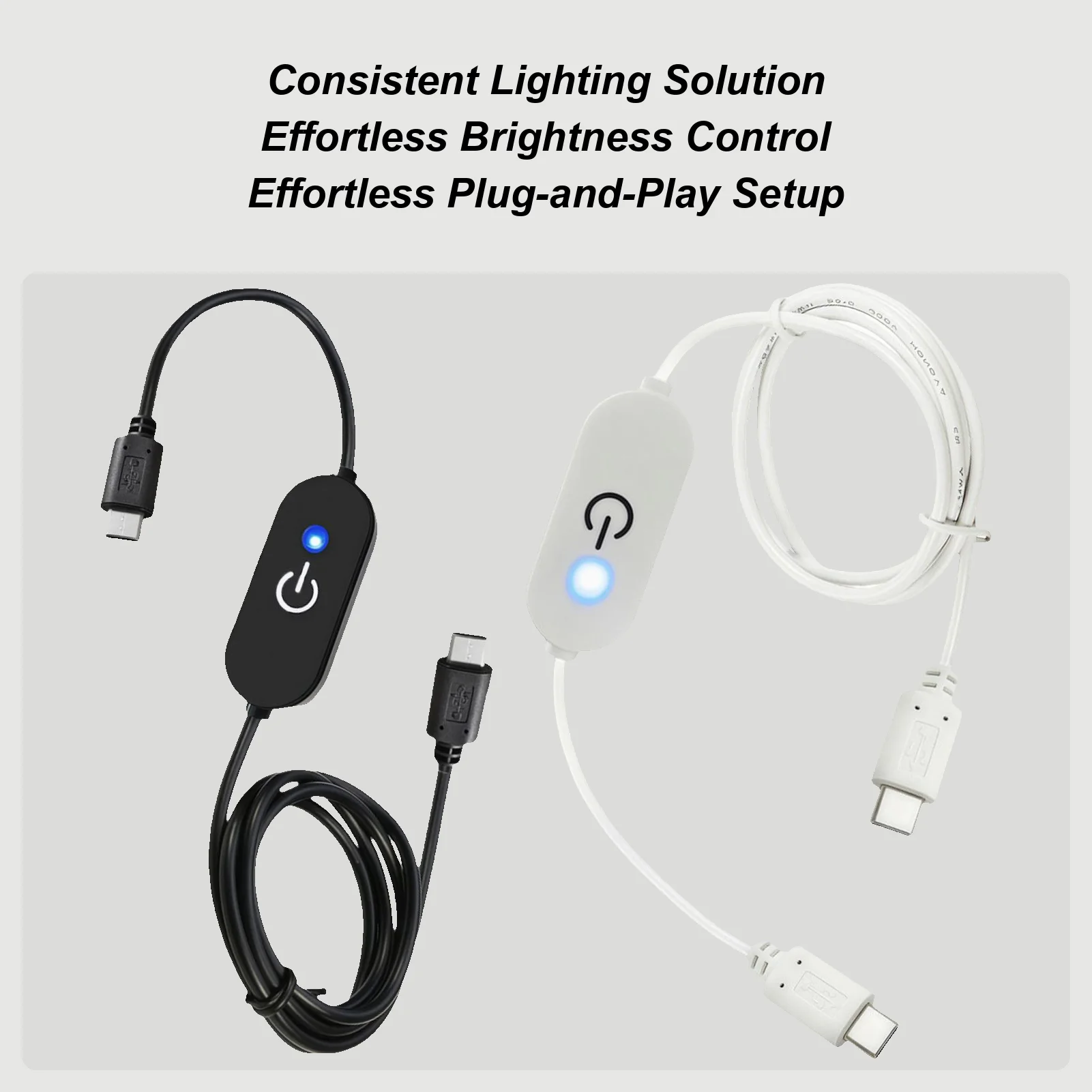 LED Strip Dimmer Type C USB Touch Controller Cable LED Strip Light Dimmer with Indicator for Desk Kitchen Living Room Bookshelf