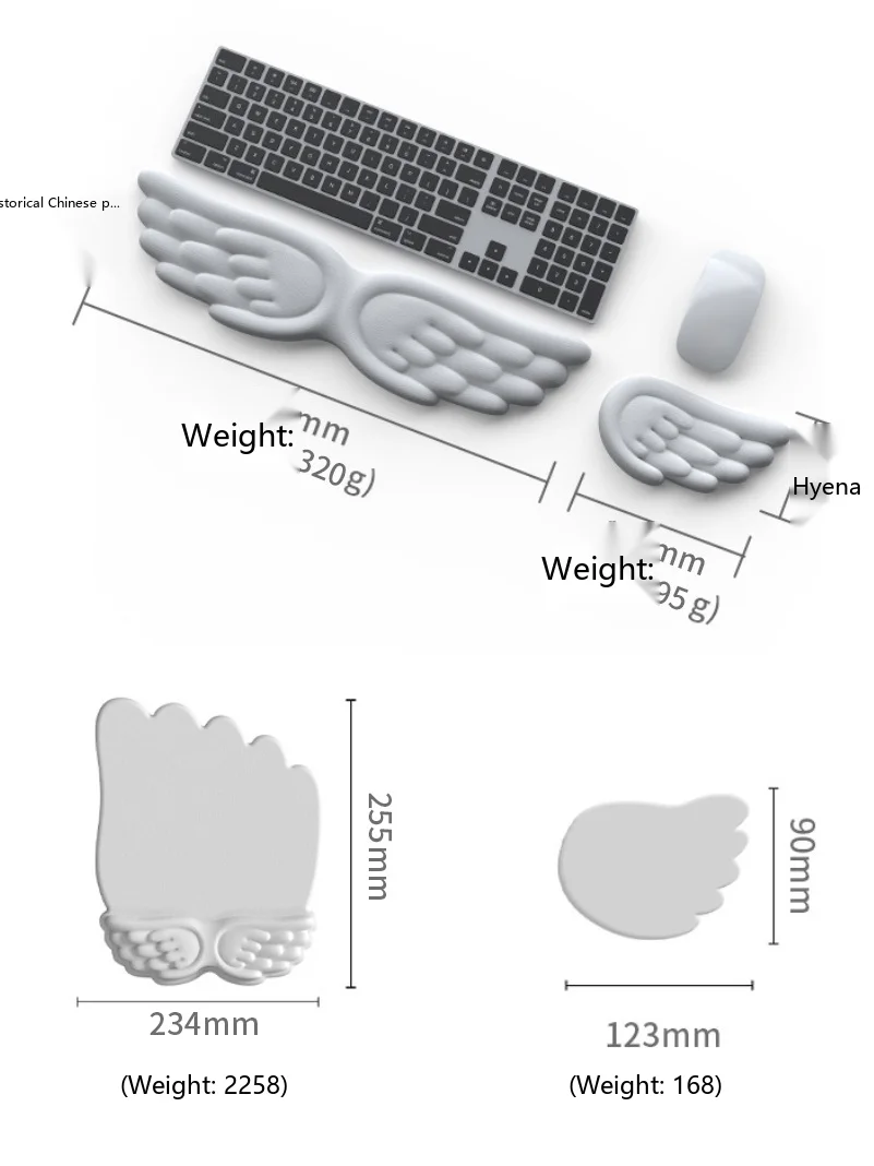 Flügelförmige Silikon-Handgelenkauflage Mauspad Ergonomische Schreibtischunterlage für Büro und Gaming 13 Farben mit Tastaturunterstützung – Detail 2