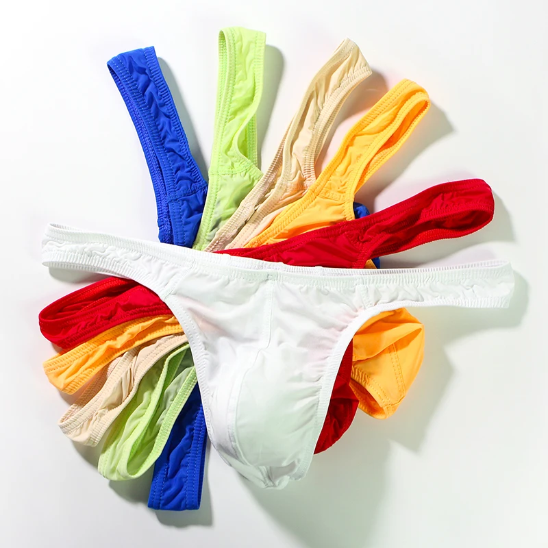 

4pcs/lots Men Thong G-string Jockstrap Lingerie T-back Ice Silk Slip Breathable Gay Panties String Homme Low Waist Underwear