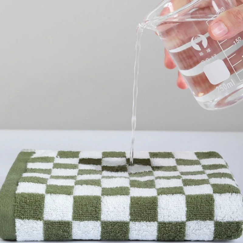 Vintage Checkerboard Towel Coral Velvet Face Towel Kitchen Bathroom Home Hotel Super Absorbent Soft Skin Friendly Cleaning Cloth